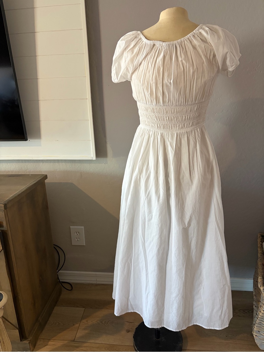 Favorite Daughter White Midi Dress with Smocked Waist - Picture 6 of 7